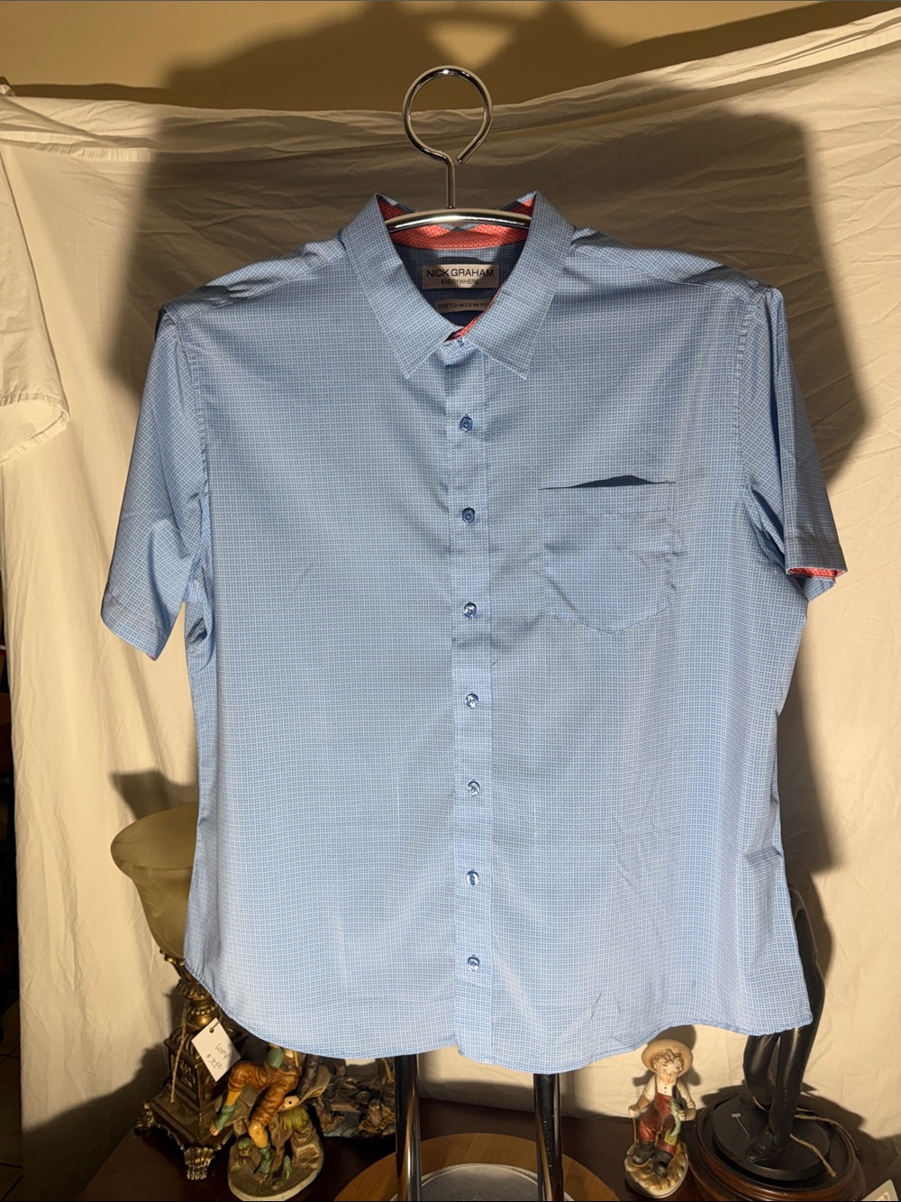 Nick Graham Light Blue Short-Sleeve Button-Down Shirt